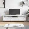 Szafka pod TV, wysoki połysk, biała, 150x30x44,5 cm
