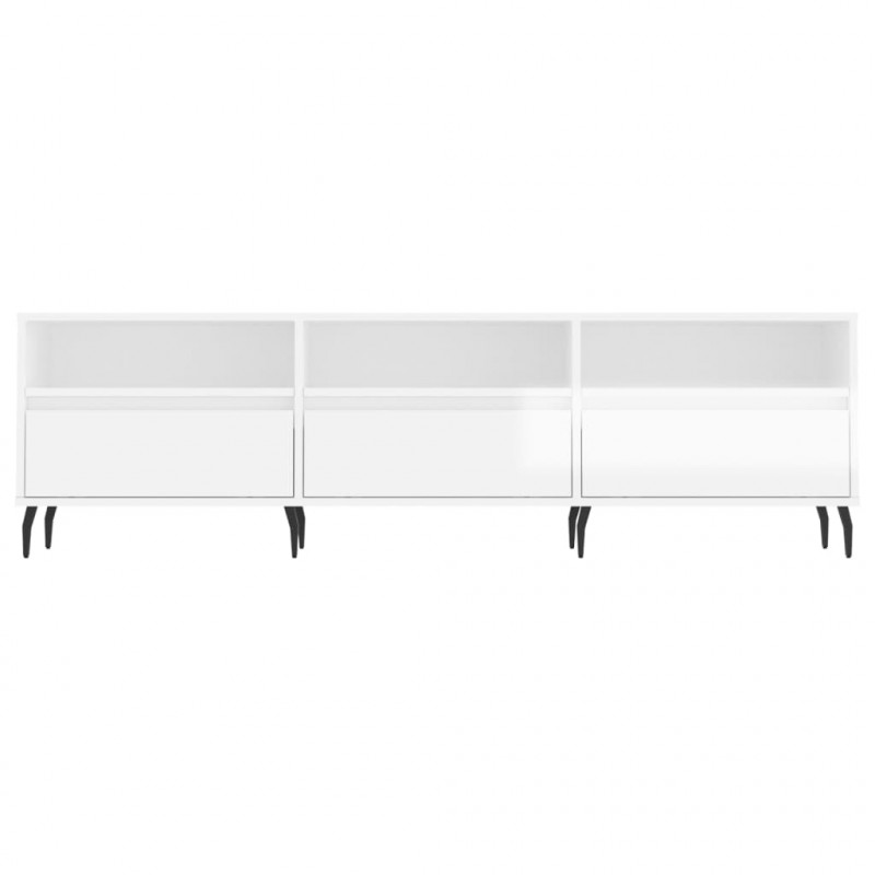Szafka pod TV, wysoki połysk, biała, 150x30x44,5 cm
