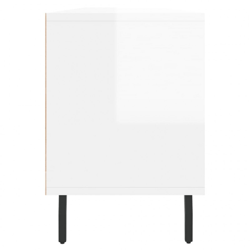 Szafka pod TV, wysoki połysk, biała, 150x30x44,5 cm