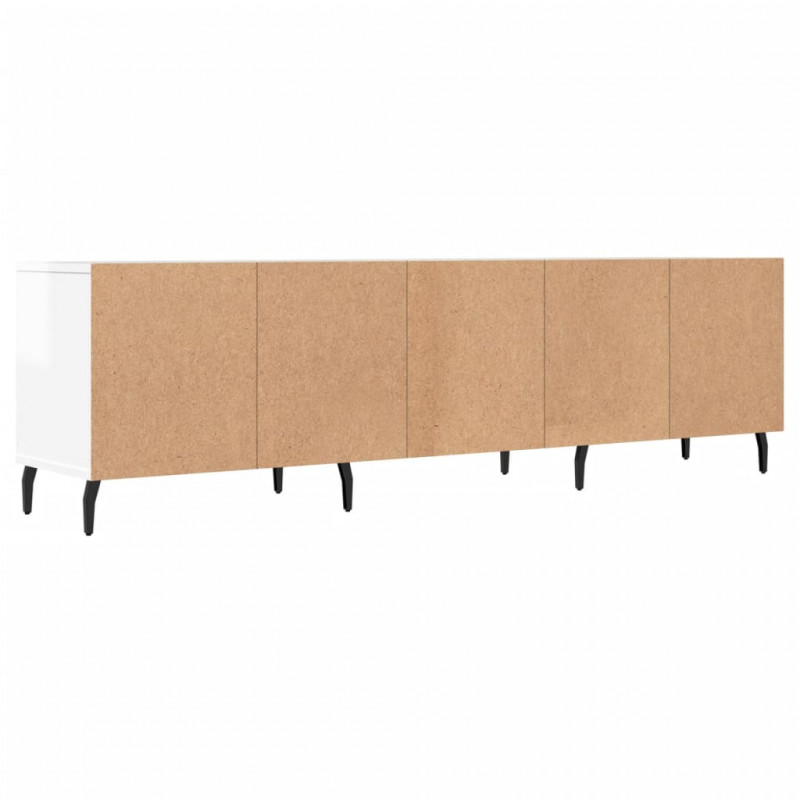 Szafka pod TV, wysoki połysk, biała, 150x30x44,5 cm
