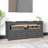Szafka pod telewizor, szara, 114x35x52 cm, lite drewno sosnowe