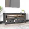 Szafka pod telewizor, szara, 114x35x52 cm, lite drewno sosnowe