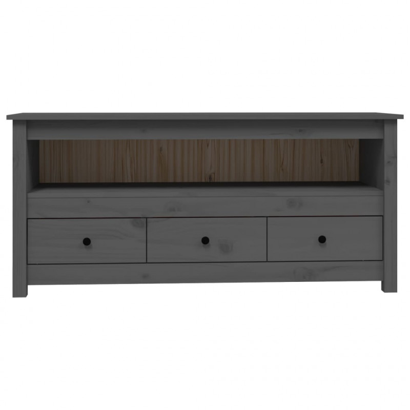 Szafka pod telewizor, szara, 114x35x52 cm, lite drewno sosnowe
