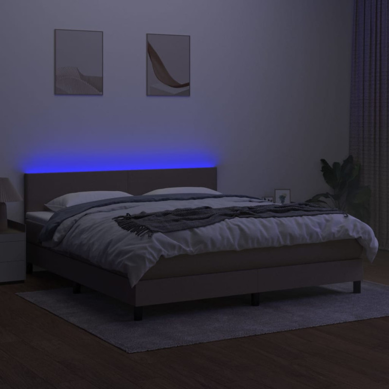 Łóżko kontynentalne z materacem, taupe, 160x200 cm, tkanina