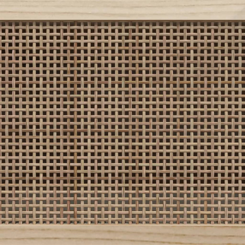 Kredens, brązowa, 60x30x70 cm, lita sosna i naturalny rattan