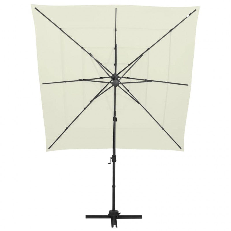 4-poziomowy parasol na aluminiowym słupku, piaskowy, 250x250 cm