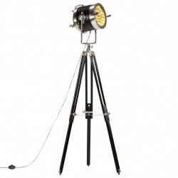 Lampa podłogowa na trójnogu, czarna, lite drewno mango, 171 cm