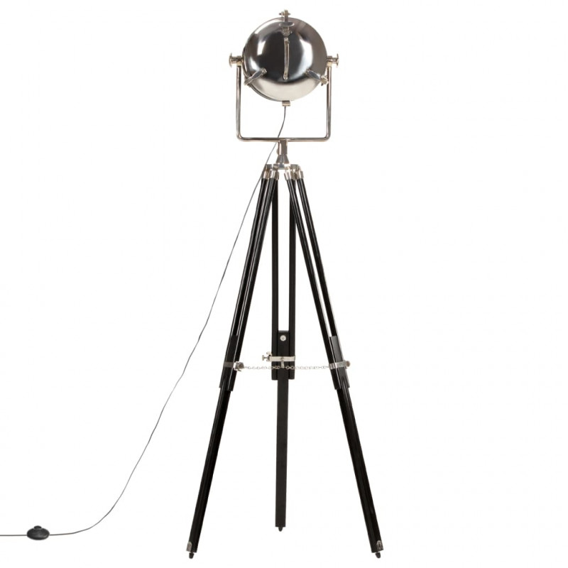 Lampa podłogowa na trójnogu, czarna, lite drewno mango, 171 cm