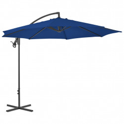 Parasol wiszący ze stalowym słupkiem, 300 cm, niebieski