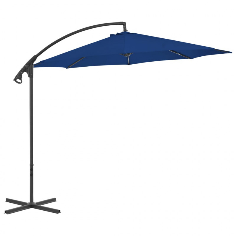 Parasol wiszący ze stalowym słupkiem, 300 cm, niebieski