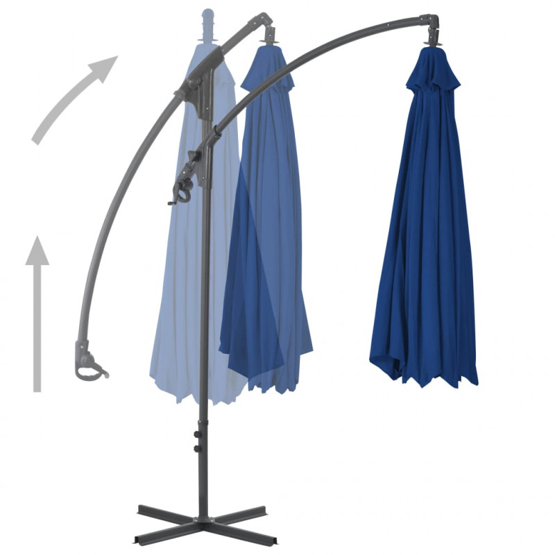 Parasol wiszący ze stalowym słupkiem, 300 cm, niebieski