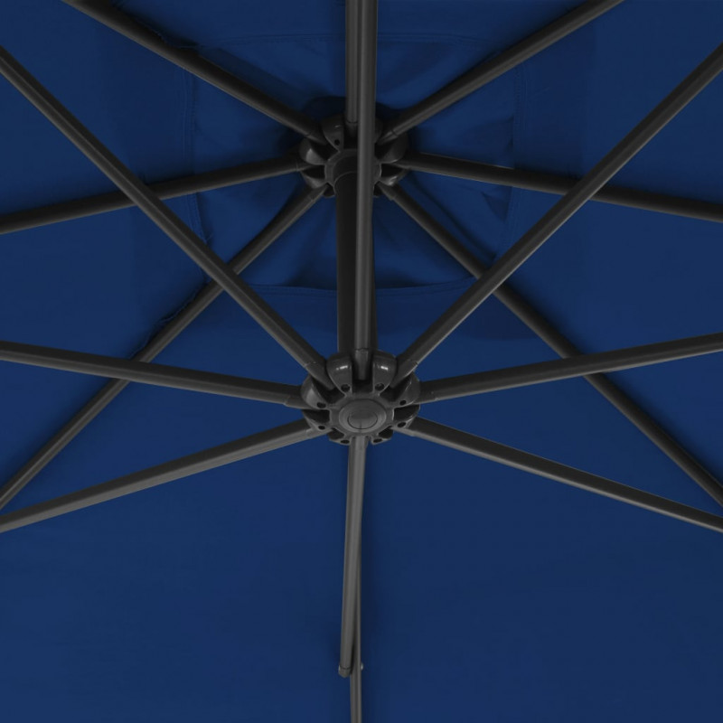 Parasol wiszący ze stalowym słupkiem, 300 cm, niebieski
