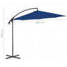 Parasol wiszący ze stalowym słupkiem, 300 cm, niebieski