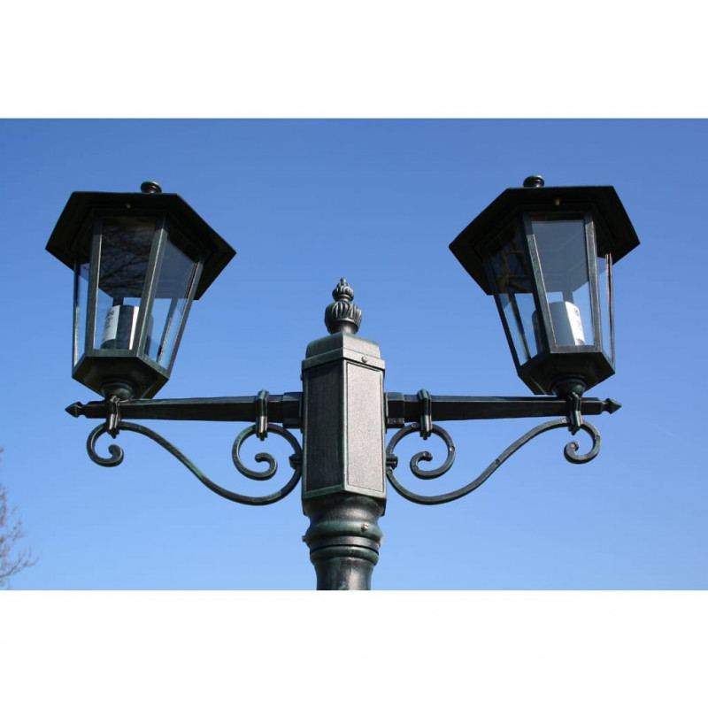 Stojąca lampa ogrodowa 2-ramienna, 215 cm, ciemnozielona/czarna