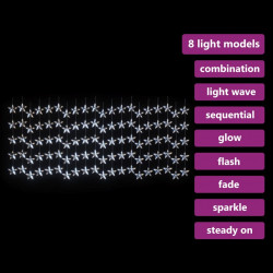 Zasłona świetlnych gwiazdek 500 diod LED, zimna biel, 8 funkcji