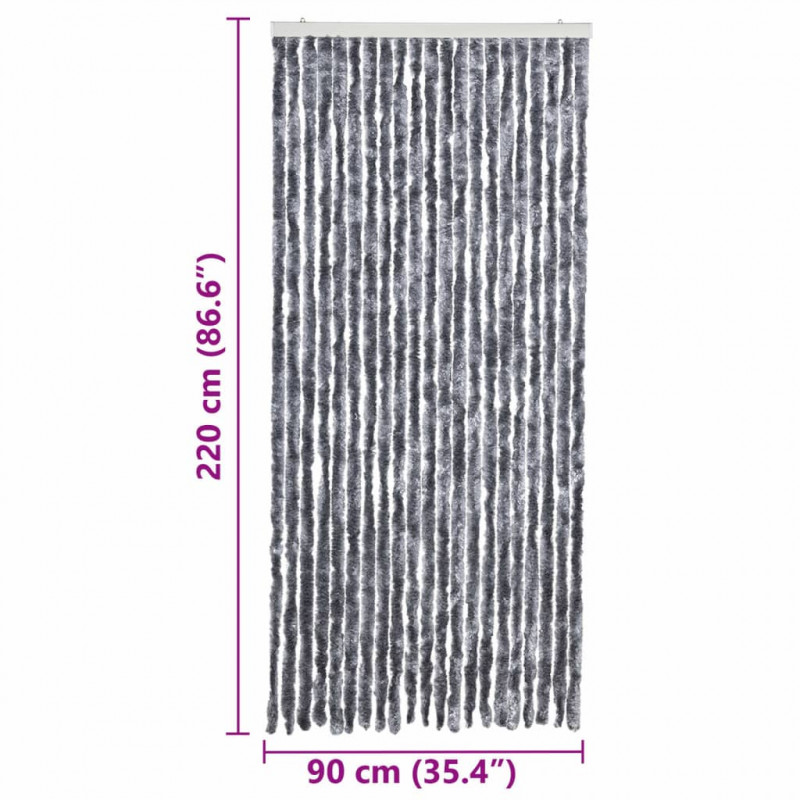 Zasłona przeciwko owadom, srebrna, 90x220 cm, szenil