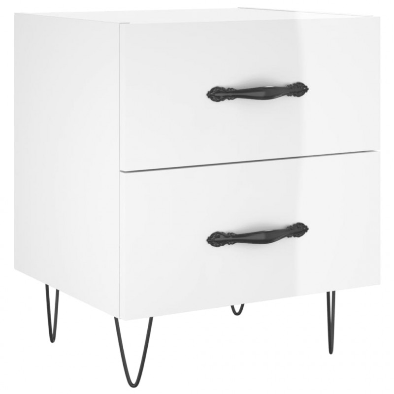 Szafka nocna, wysoki połysk, biała, 40x35x47,5 cm