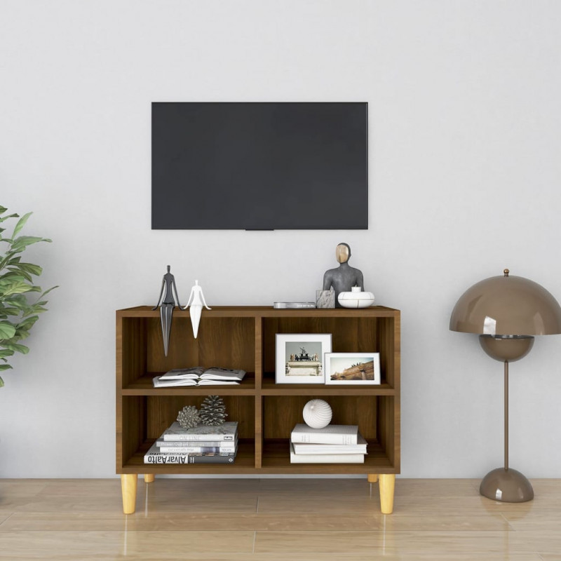 Szafka TV z drewnianymi nóżkami, brązowy dąb, 69,5x30x50 cm