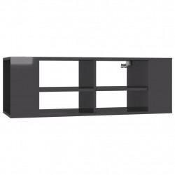 Wisząca szafka pod TV, szara, wysoki połysk, 102x35x35 cm