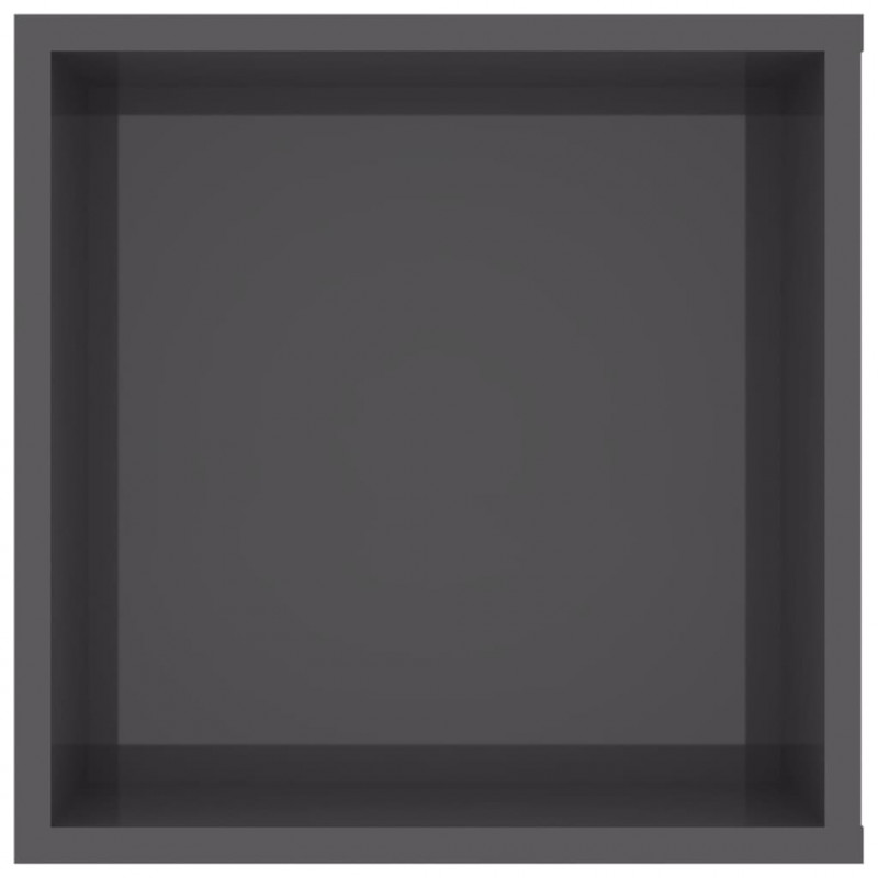 Wisząca szafka pod TV, szara, wysoki połysk, 102x35x35 cm