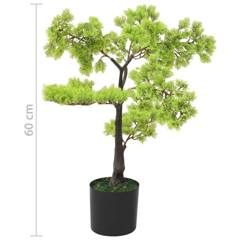 Sztuczne bonsai z cyprysu, z doniczką, 60 cm, zielone