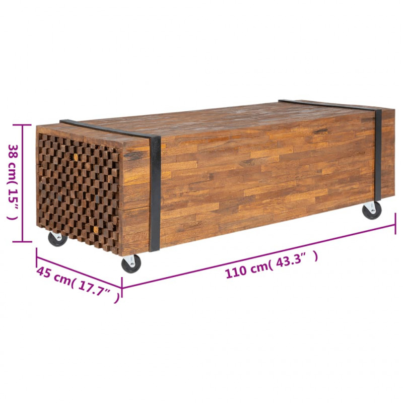 Stolik kawowy, 110 x 45 x 38 cm, lite drewno tekowe