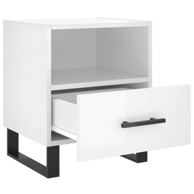 Szafka nocna, biała, wysoki połysk, 40x35x47,5 cm