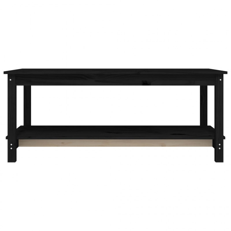 Stolik kawowy, czarny, 110x55x45 cm, lite drewno sosnowe