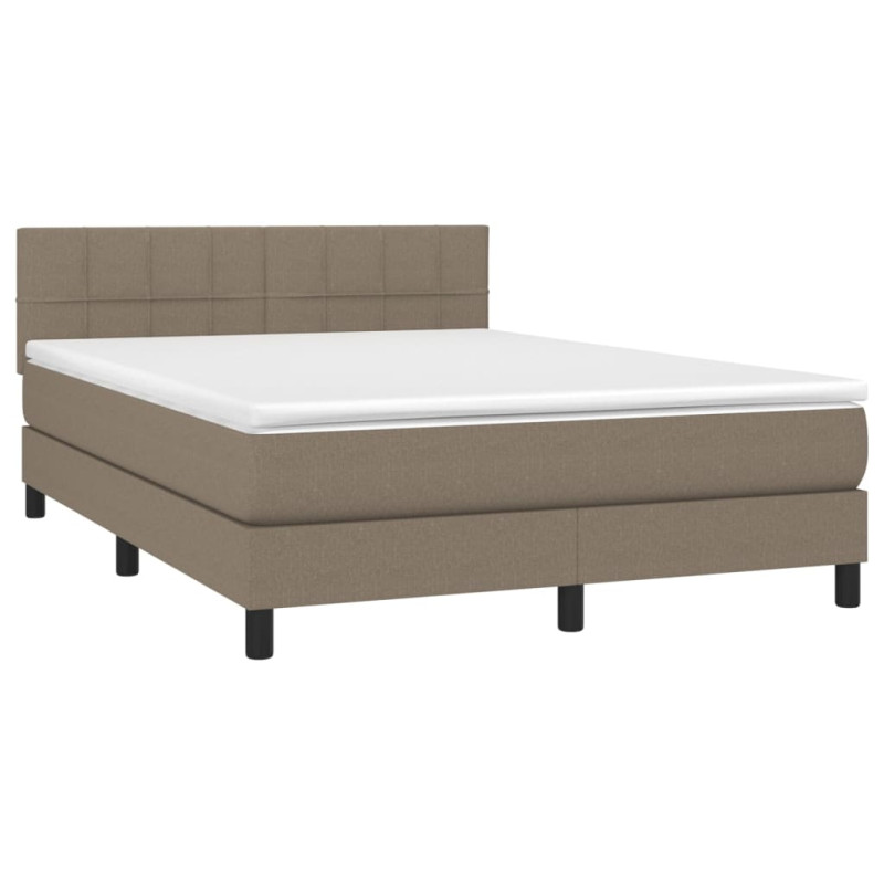 Łóżko kontynentalne z materacem, taupe, 140x190 cm, tkanina