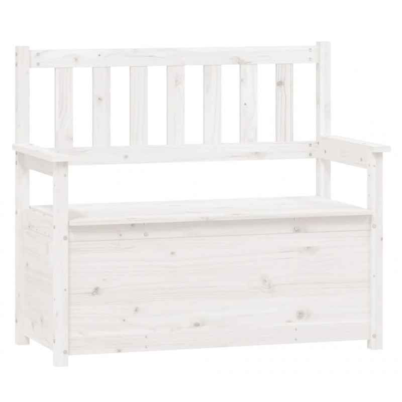 Ławka, biała, 112,5x51,5x96,5 cm, lite drewno sosnowe