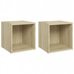 Szafki pod TV, 2 szt., dąb sonoma, 37x35x37 cm