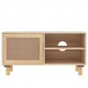 Stolik pod TV, brązowy, 80x30x40 cm, drewno sosnowe i rattan