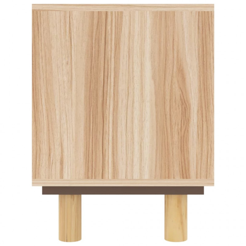 Stolik pod TV, brązowy, 80x30x40 cm, drewno sosnowe i rattan