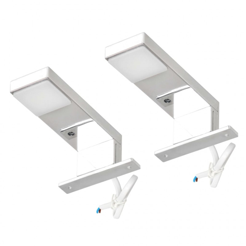 Lampy nad lustro, 2 szt., 2 W, zimne, białe światło