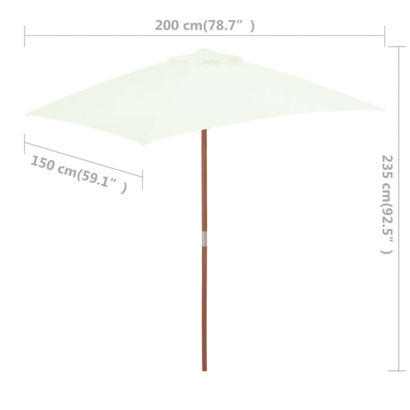 Parasol ogrodowy na drewnianym słupku, 150 x 200 cm, piaskowy