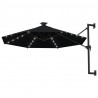 Parasol ogrodowy z LED, ścienny, 300 cm, czarny