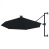 Parasol ogrodowy z LED, ścienny, 300 cm, czarny