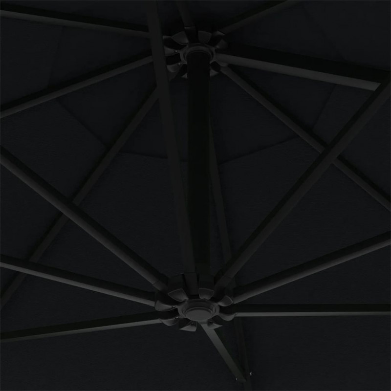 Parasol ogrodowy z LED, ścienny, 300 cm, czarny