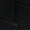 Parasol ogrodowy z LED, ścienny, 300 cm, czarny