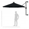 Parasol ogrodowy z LED, ścienny, 300 cm, czarny