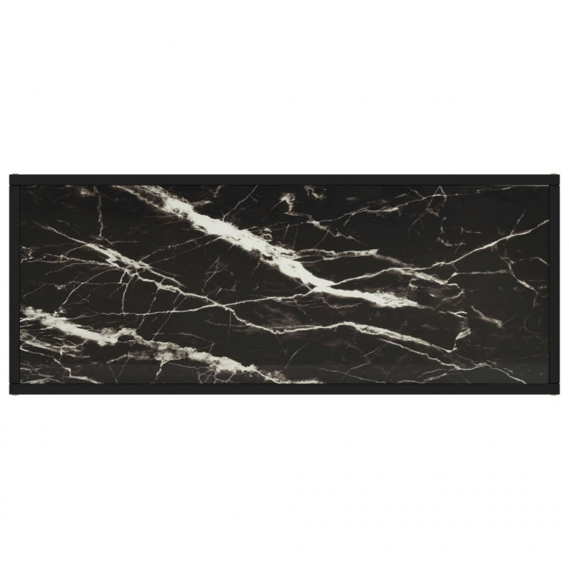 Szafka pod telewizor, czarna z marmurowym szkłem, 100x40x40 cm