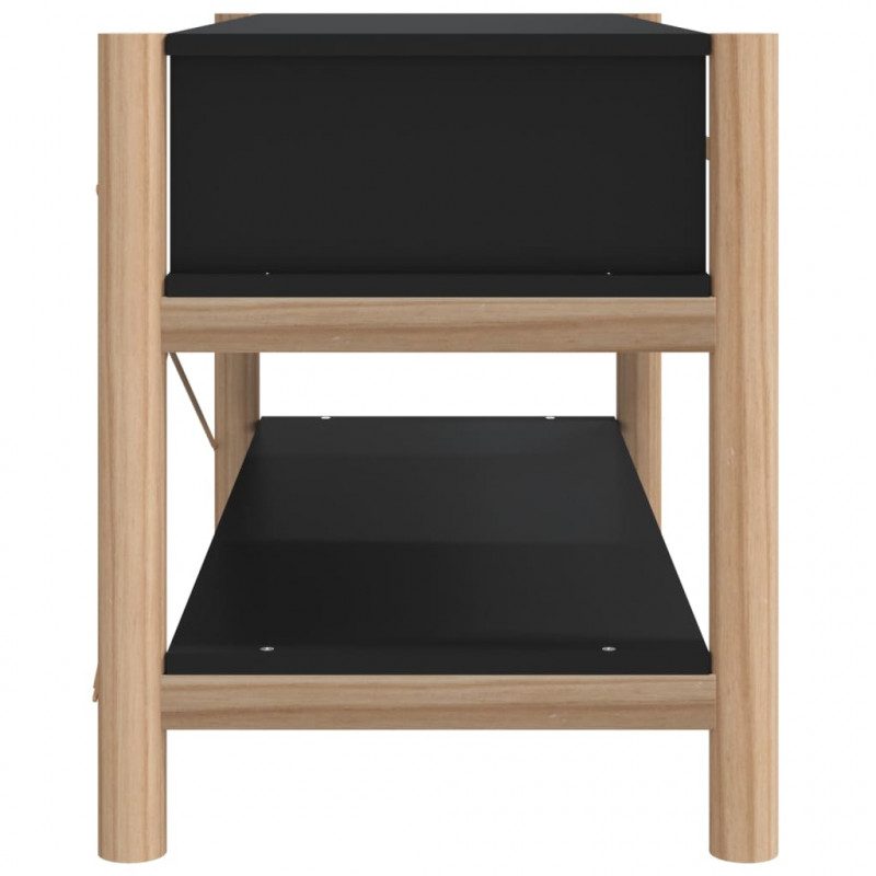 Szafka pod TV, czarna, 82x38x45 cm, materiał drewnopochodny