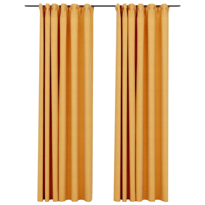 Zasłony stylizowane na lniane, 2 szt., żółte, 140x225 cm