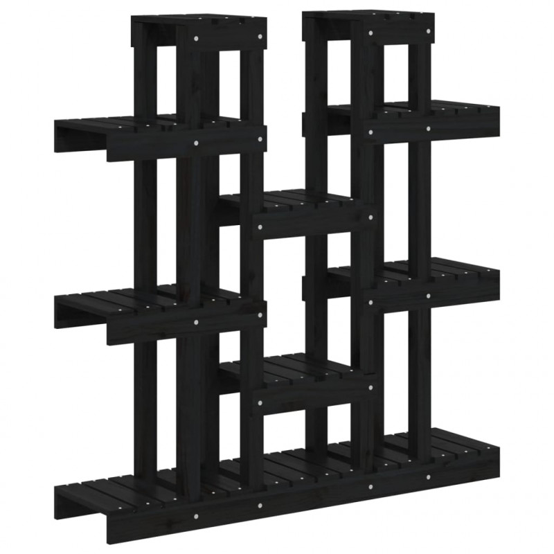 Kwietnik, czarny, 104,5x25x109,5 cm, lite drewno sosnowe