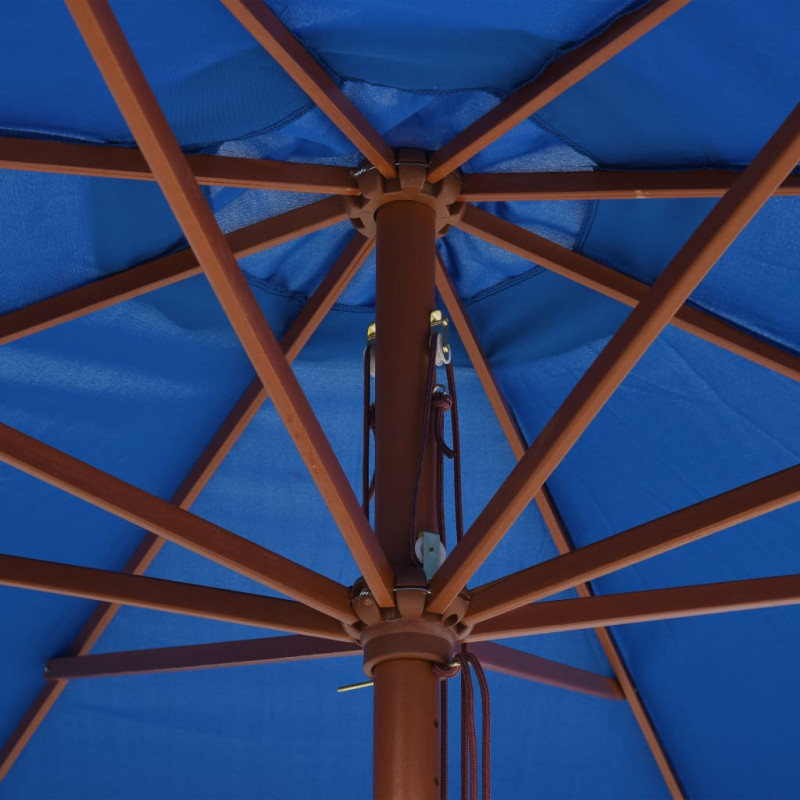 Parasol ogrodowy na drewnianym słupku, 350 cm, niebieski