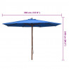 Parasol ogrodowy na drewnianym słupku, 350 cm, niebieski