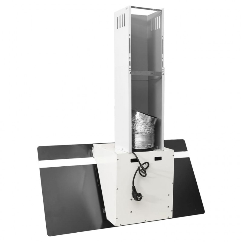 Ścienny okap kuchenny, 90 cm, stal i hartowane szkło, biały