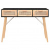 Stolik konsolowy, czarny, 105x30x75 cm, drewno sosnowe i rattan