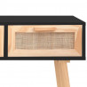 Stolik konsolowy, czarny, 105x30x75 cm, drewno sosnowe i rattan