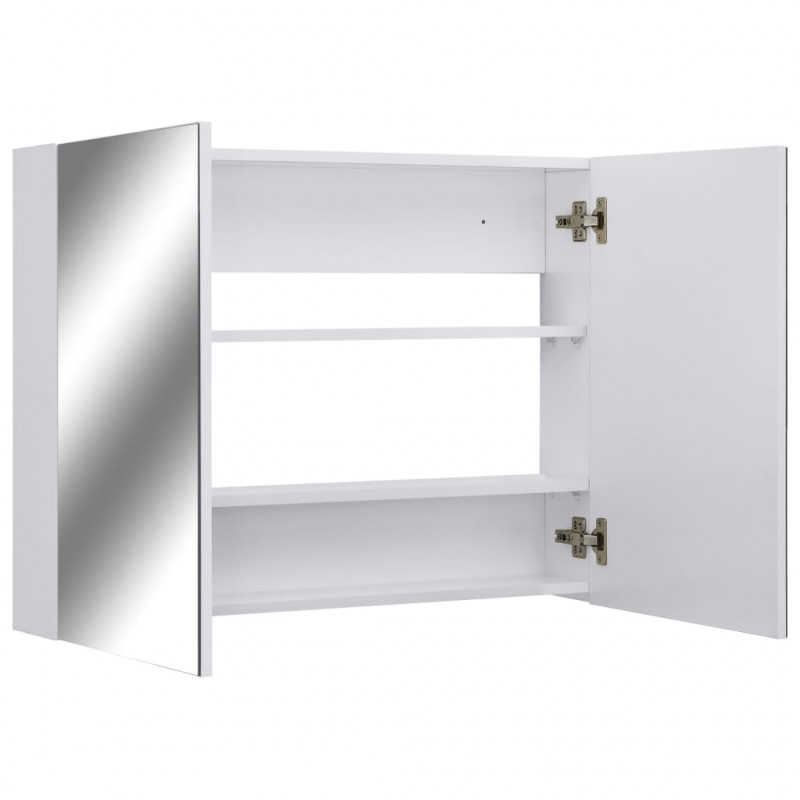 Szafka łazienkowa z lustrem, biała, 80x15x60 cm, MDF